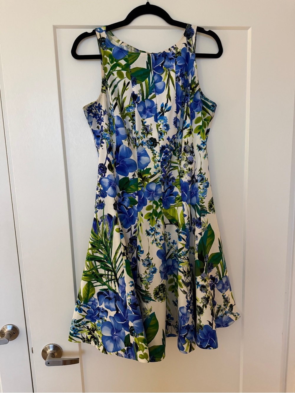 Taylor Blue and Green Floral A-Line Sundress